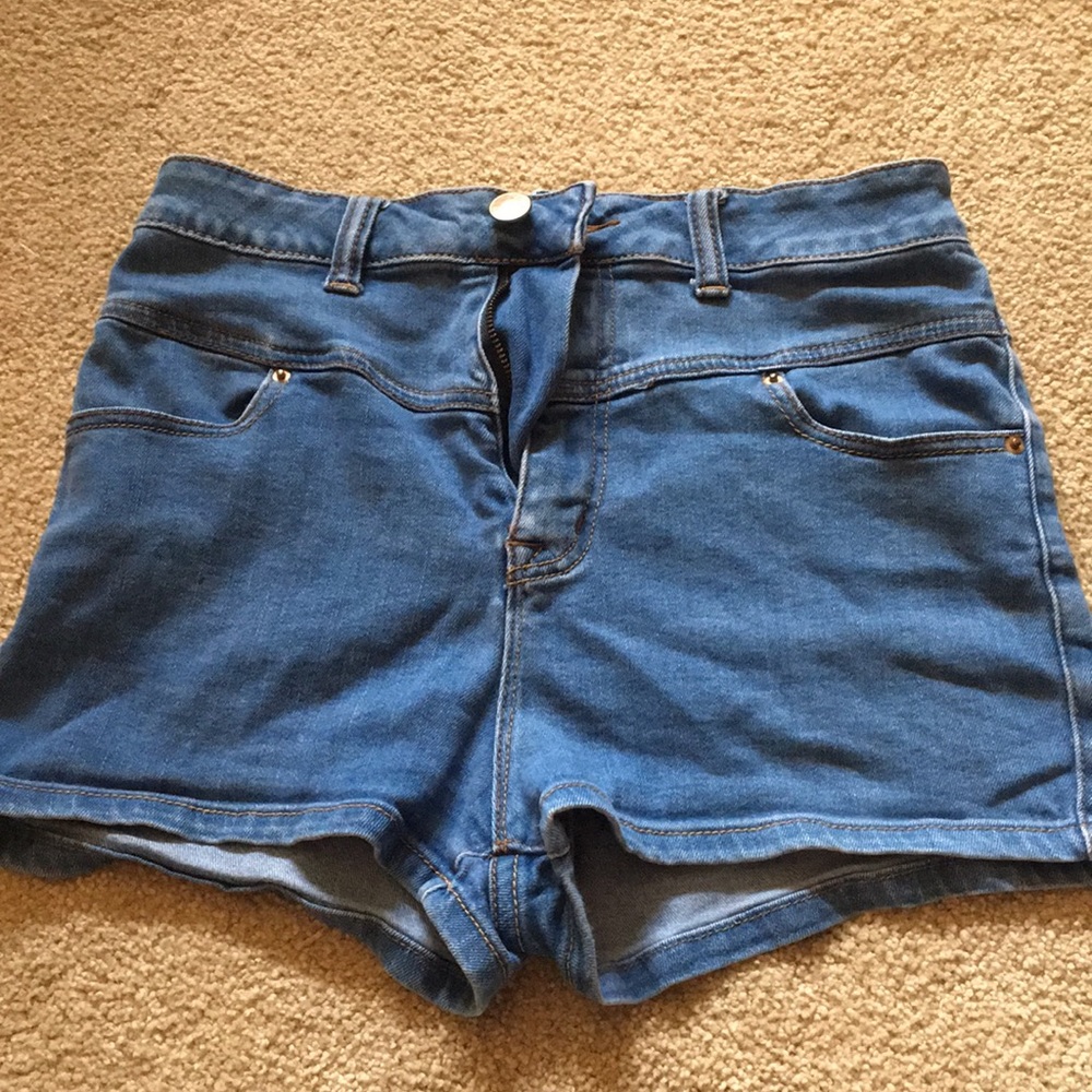 Medium Wash High Waisted Jean Shorts